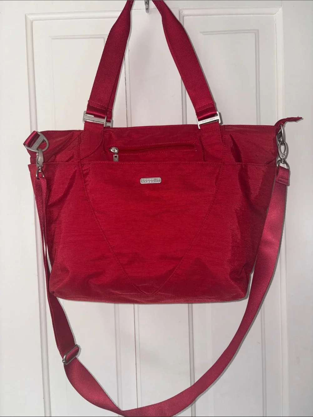 Baggallini Crimson Nylon Tote with Detachable Strap